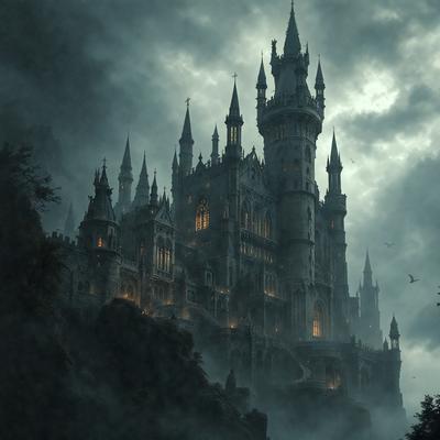 Primary subject: A large, old, and ornate castle with a tall tower.

Setting/background: The castle is situated on a hill, with a dark sky and a forest in the background.

Visual style: The image is a digital art or illustration, featuring a detailed and intricate castle design.

Colors and mood: The dominant colors are dark and moody, with the castle and sky creating a dramatic and mysterious atmosphere.